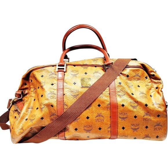 (L5) Authentic MCM Travel Bag Brown PVC Luxury Vintage Designer Handbag - Picture 1 of 8